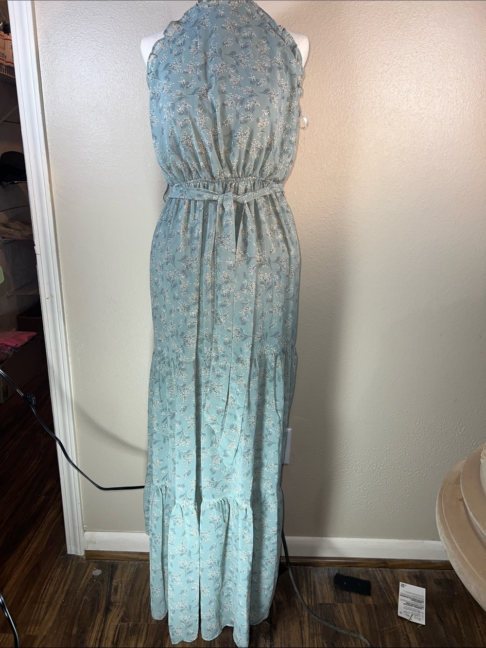She + Sky Sage Green Floral Maxi Dress